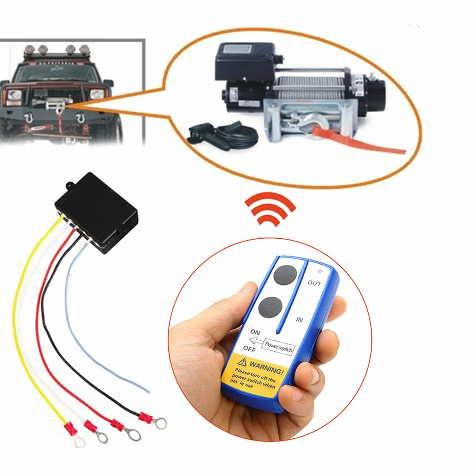 Telecomando per Rimorchio Ribaltabile, Kit Telecomando per Verricello Batteria Alcalina 150 MAh per SUV
