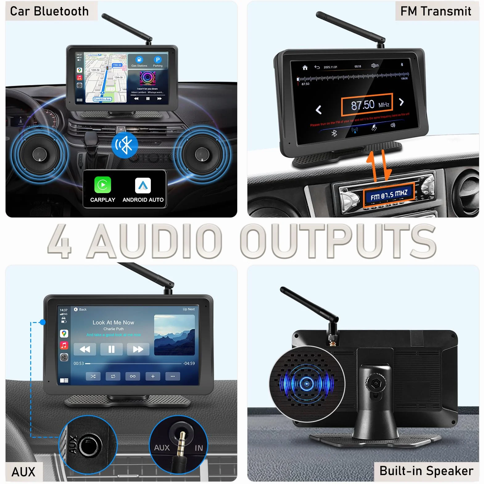 URVOLAX Telecamera auto retromarcia wireless E Apple CarPlay/Android Auto portatile da 7 pollici, Batteria 10.000mAh con Solare, Visione Notturna Impermeabile per Camion,Camper (Primo Dell'Industria)