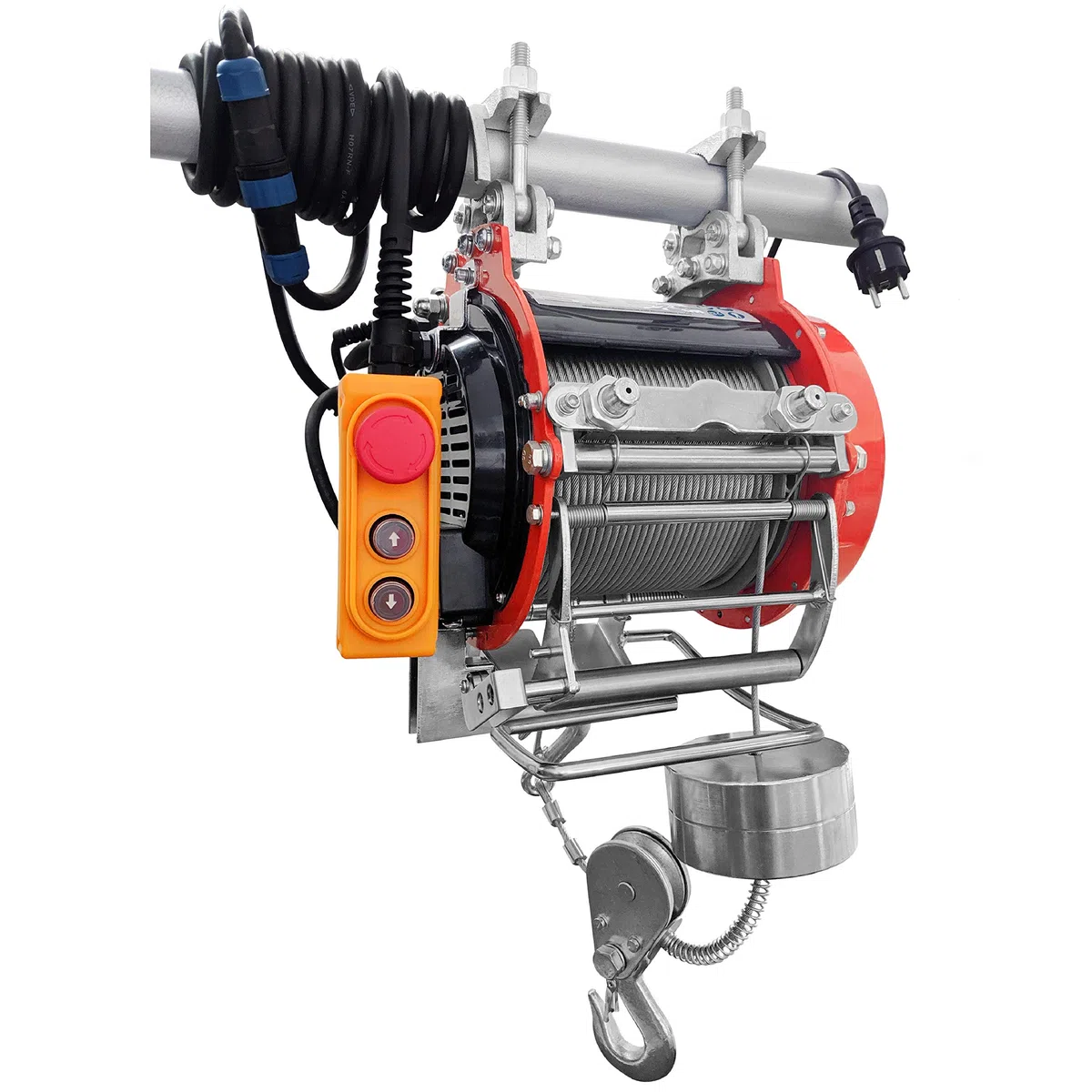 CROSSFER - Verricello elettrico HXS-800YT, portata 800 kg, corda in acciaio extra lunga 32 metri, telecomando con cavo di comando da 5 m, freno automatico e spegnimento finale